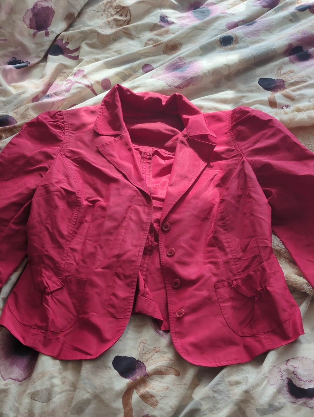 Women's Fuchsia Teddy Jacket - Stylish Button-Front Coat